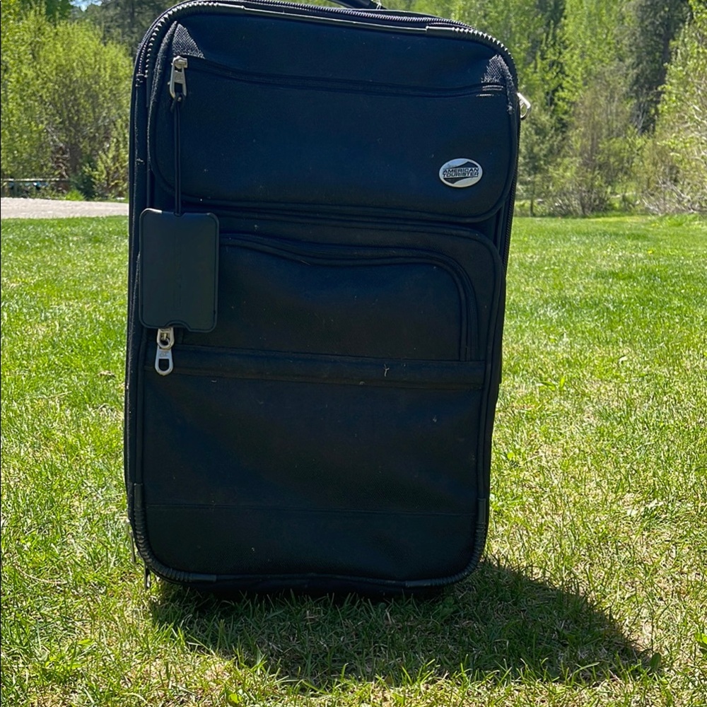 American Tourister Black Rolling Luggage Durable Travel Bag
